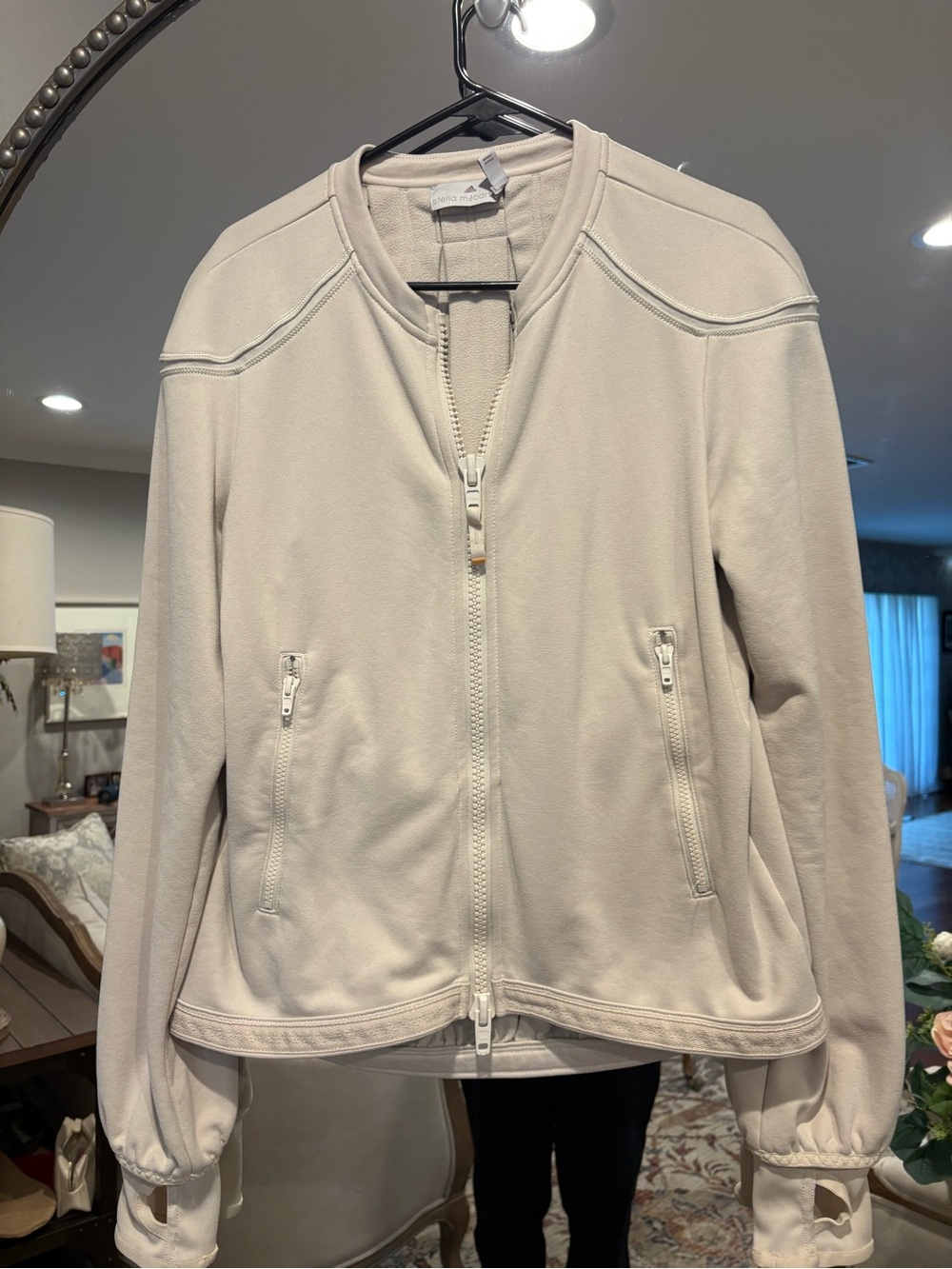 Adidas by Stella McCartney Neutral Beige Zip Bomber Jacket